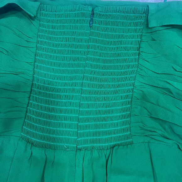 Reformation Lore Shirred Ruched Strapless Georgette Midi Dress Kelly Green 10 - Picture 9 of 9